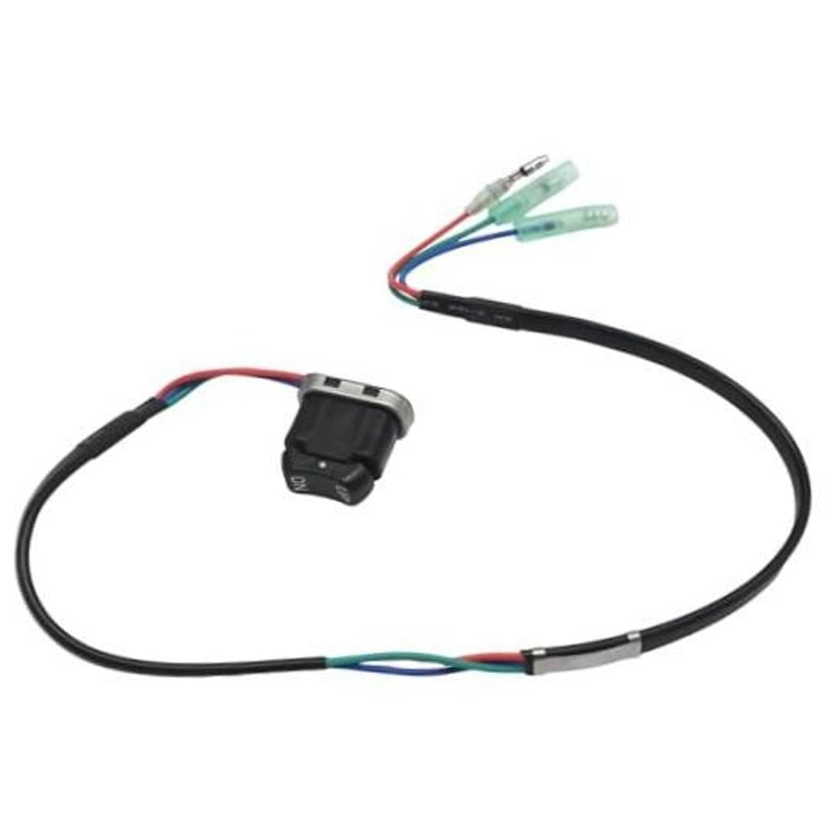 Trim and tilt switch assembly with black wiring harness and two electrical connectors