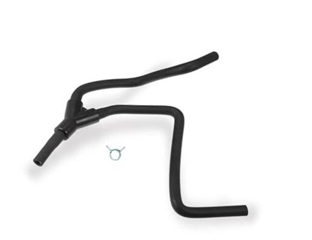 Black engine coolant hose with curved sections and a straight outlet end