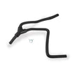 Black engine coolant hose with curved sections and a straight outlet end