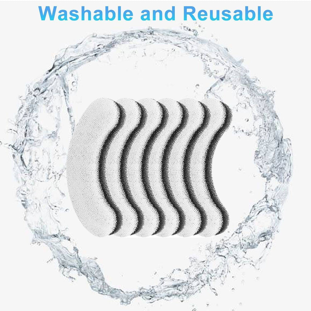 Curved foam water filter pad with water splash effect, washable and reusable