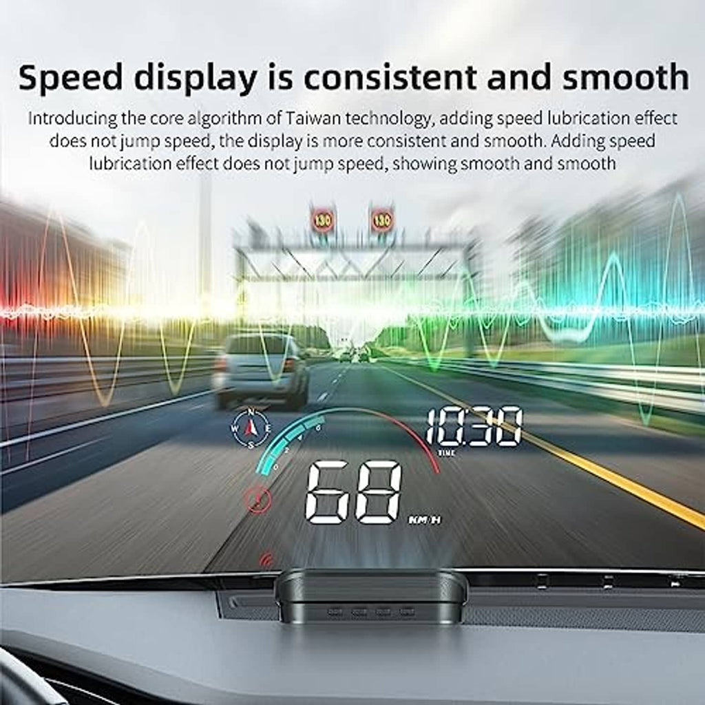 HUD speed display gauge with large 60 km/h readout and road-projection speed number