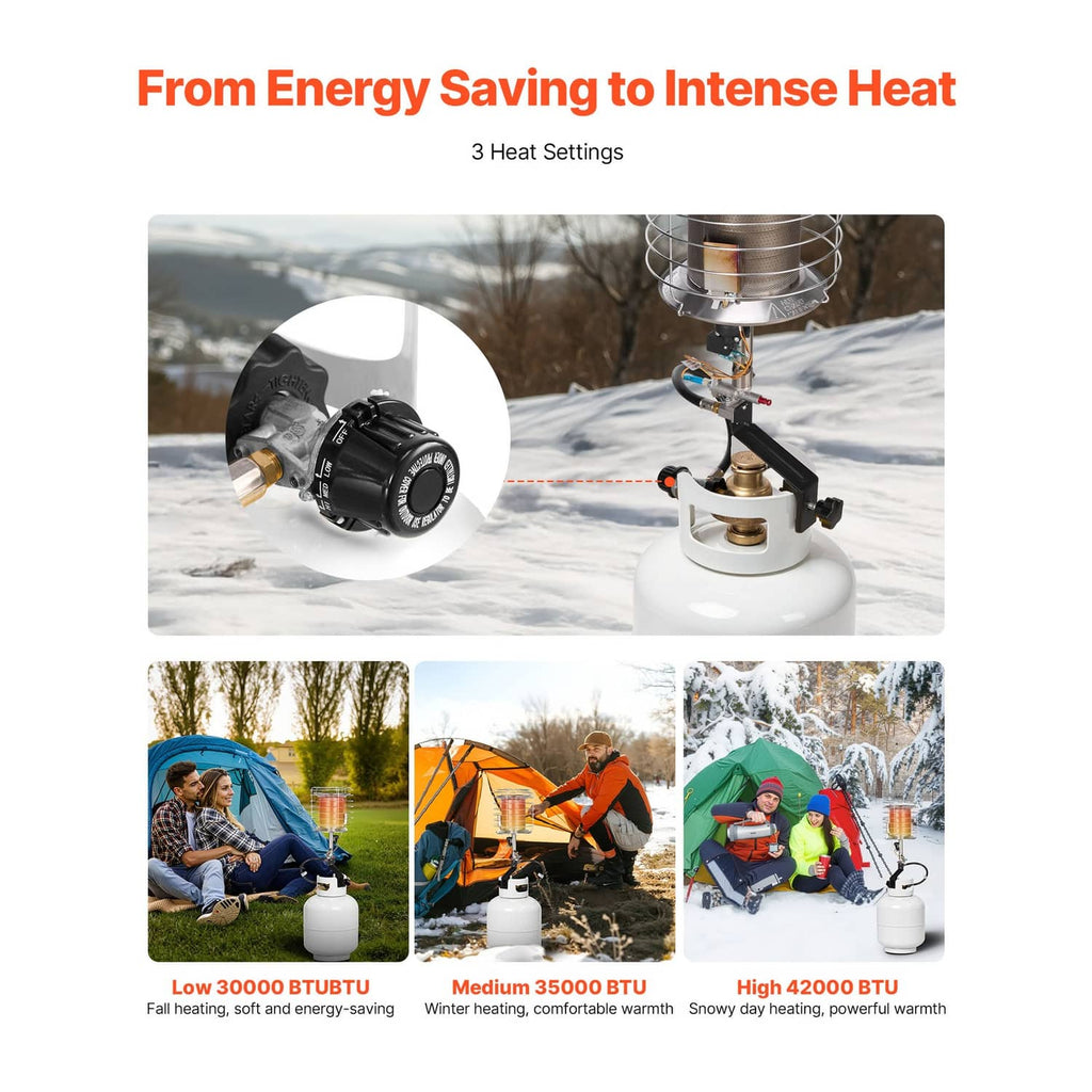 Propane radiant heater with burner housing and visible gas control components
