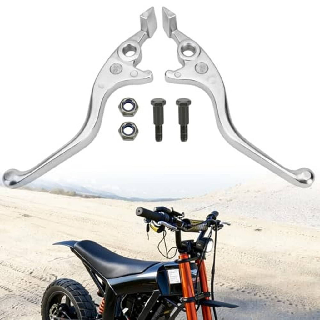 Left and right silver lever handbrakes set with mounting screws and nuts
