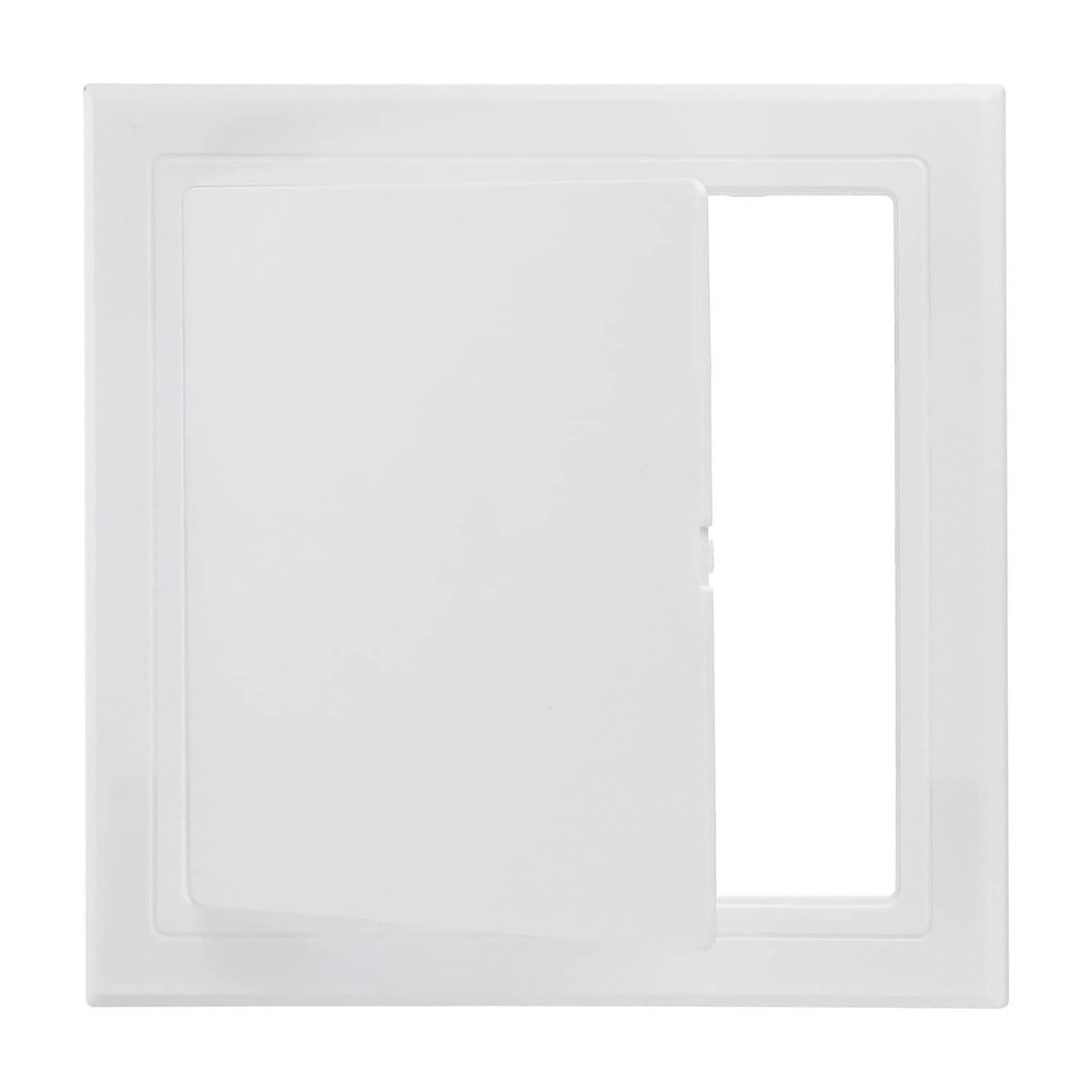 White self-adhesive access panel, 4x4 in square, cover closed