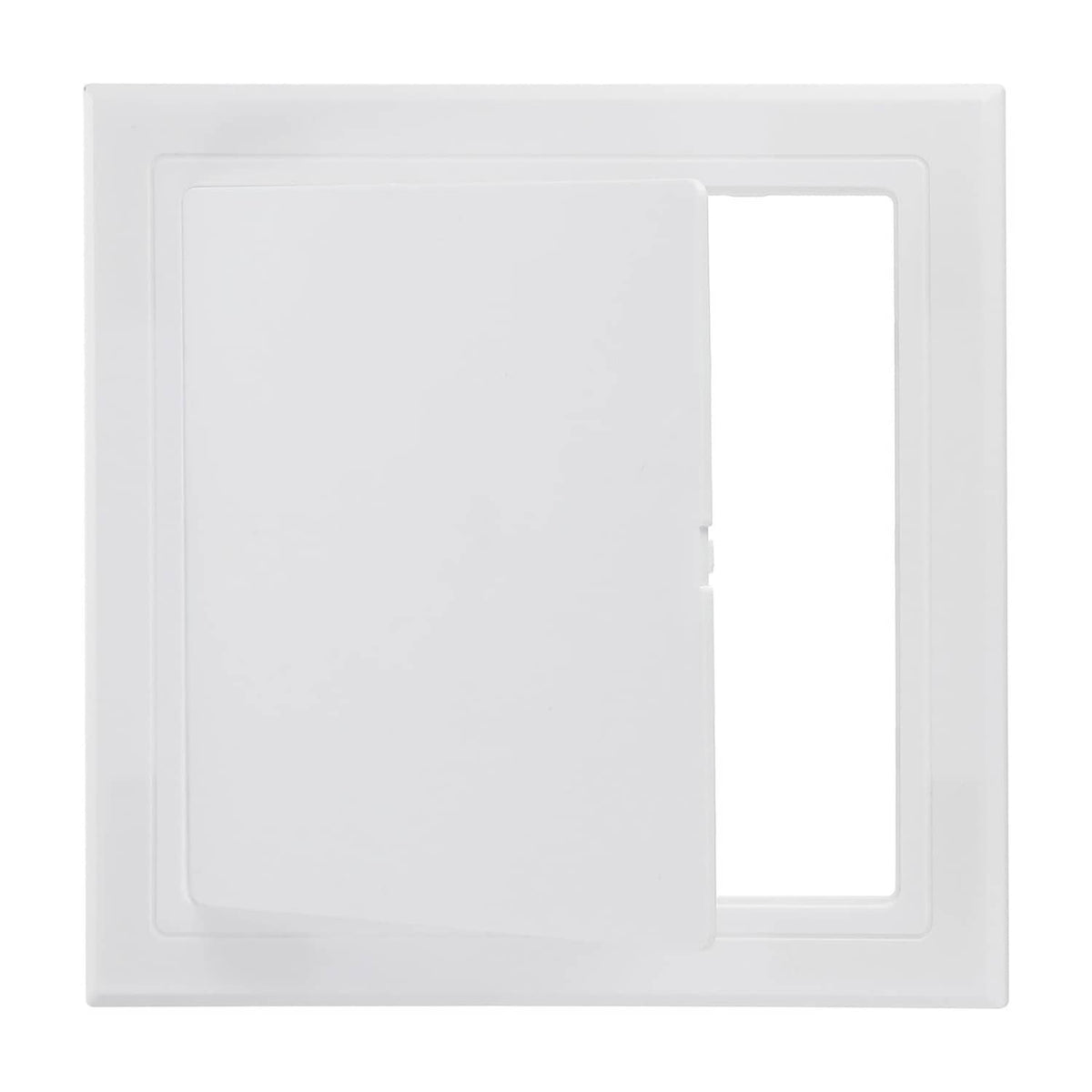 White self-adhesive access panel, 4x4 in square, cover closed