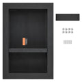 Black double recessed shower niche insert, ready to tile, waterproof wall cavity