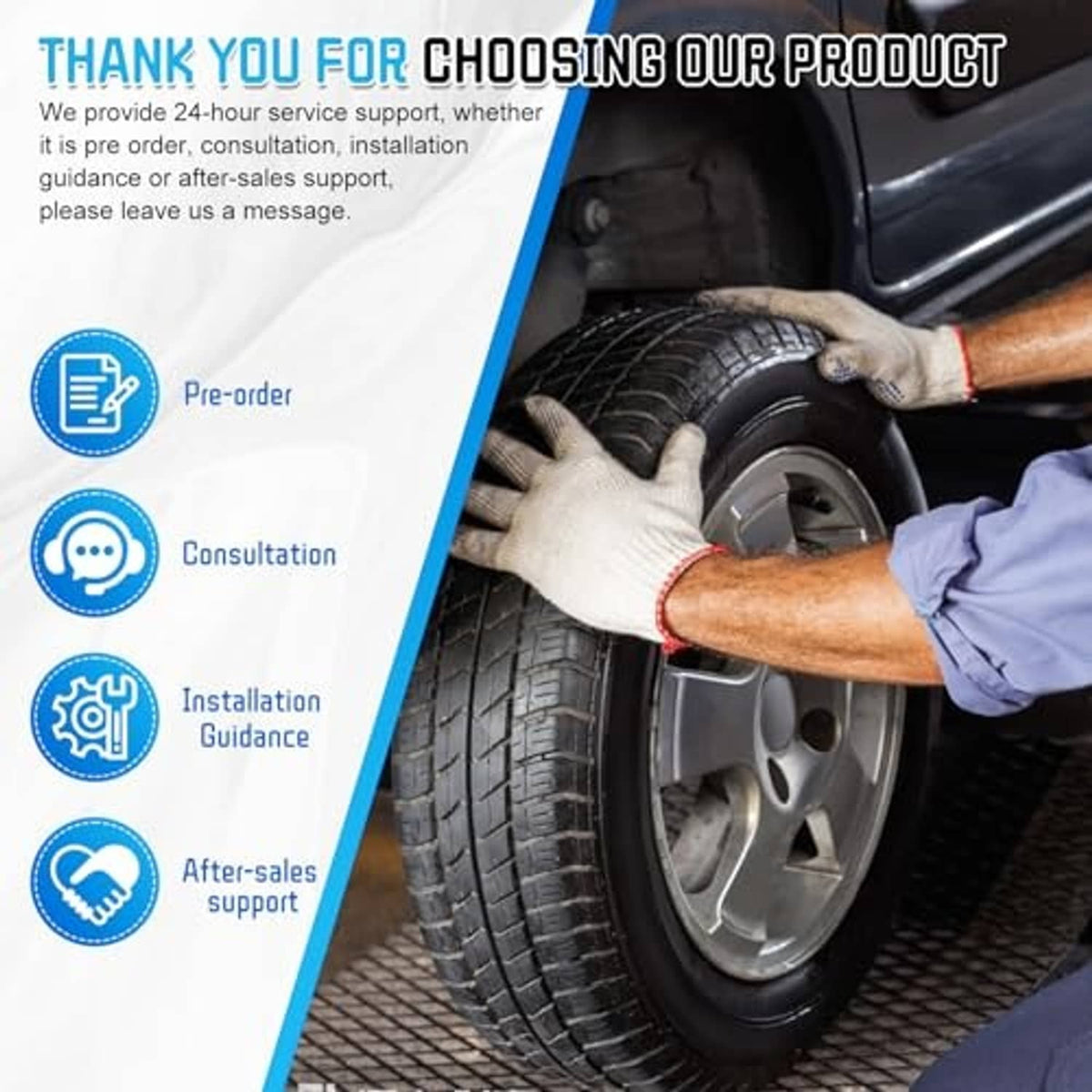 Mechanic fitting a tire onto a wheel rim on a tire service station