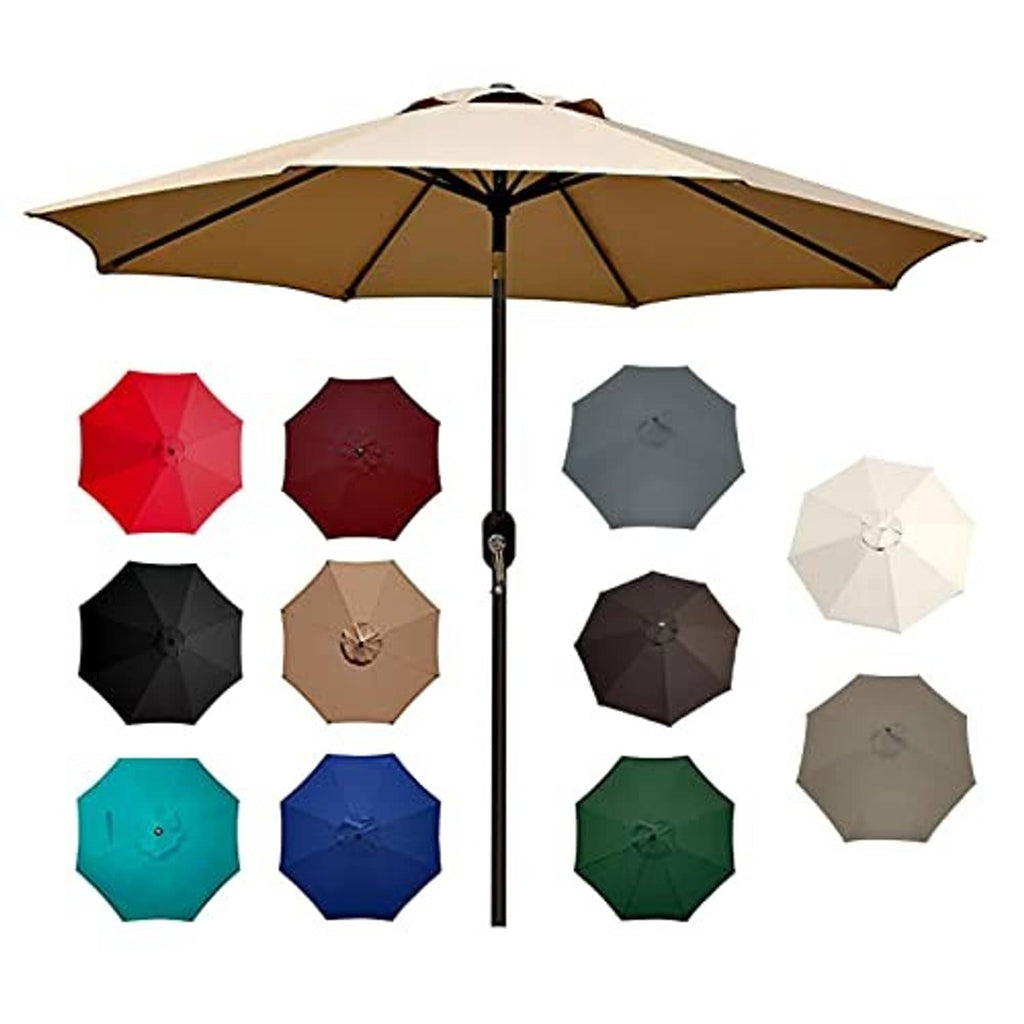 Umbrella canopy replacement color options, shown with open umbrella pole