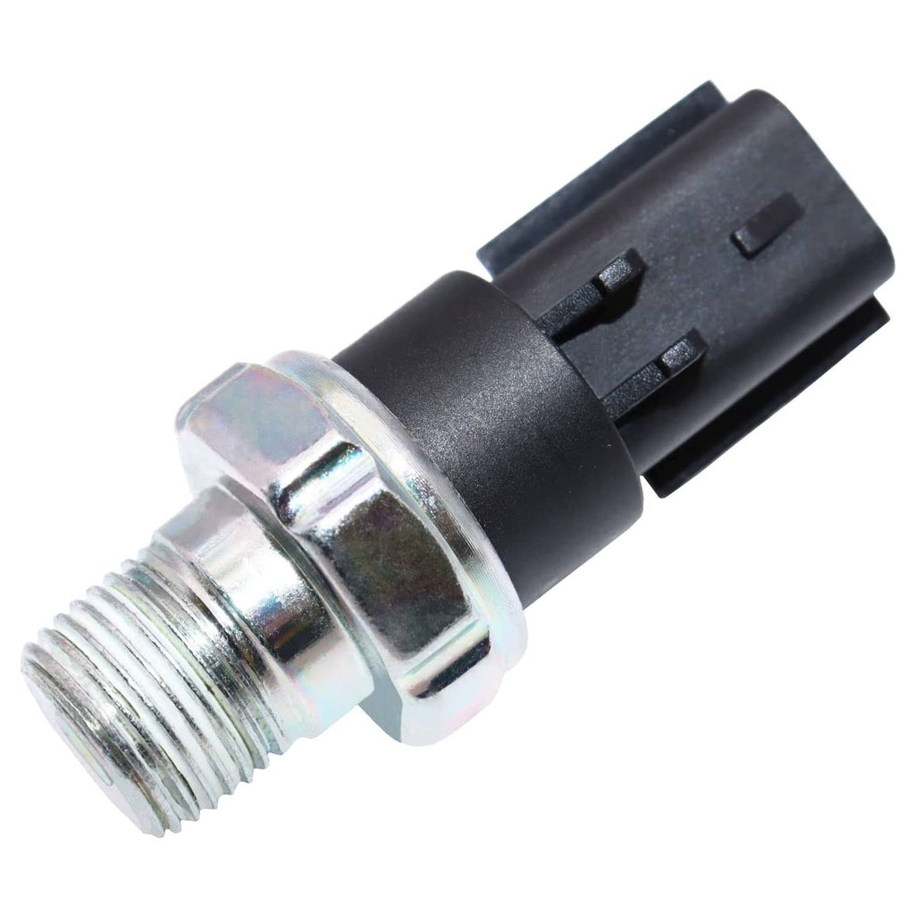Silver threaded engine oil pressure sensor with black 1-pin electrical connector