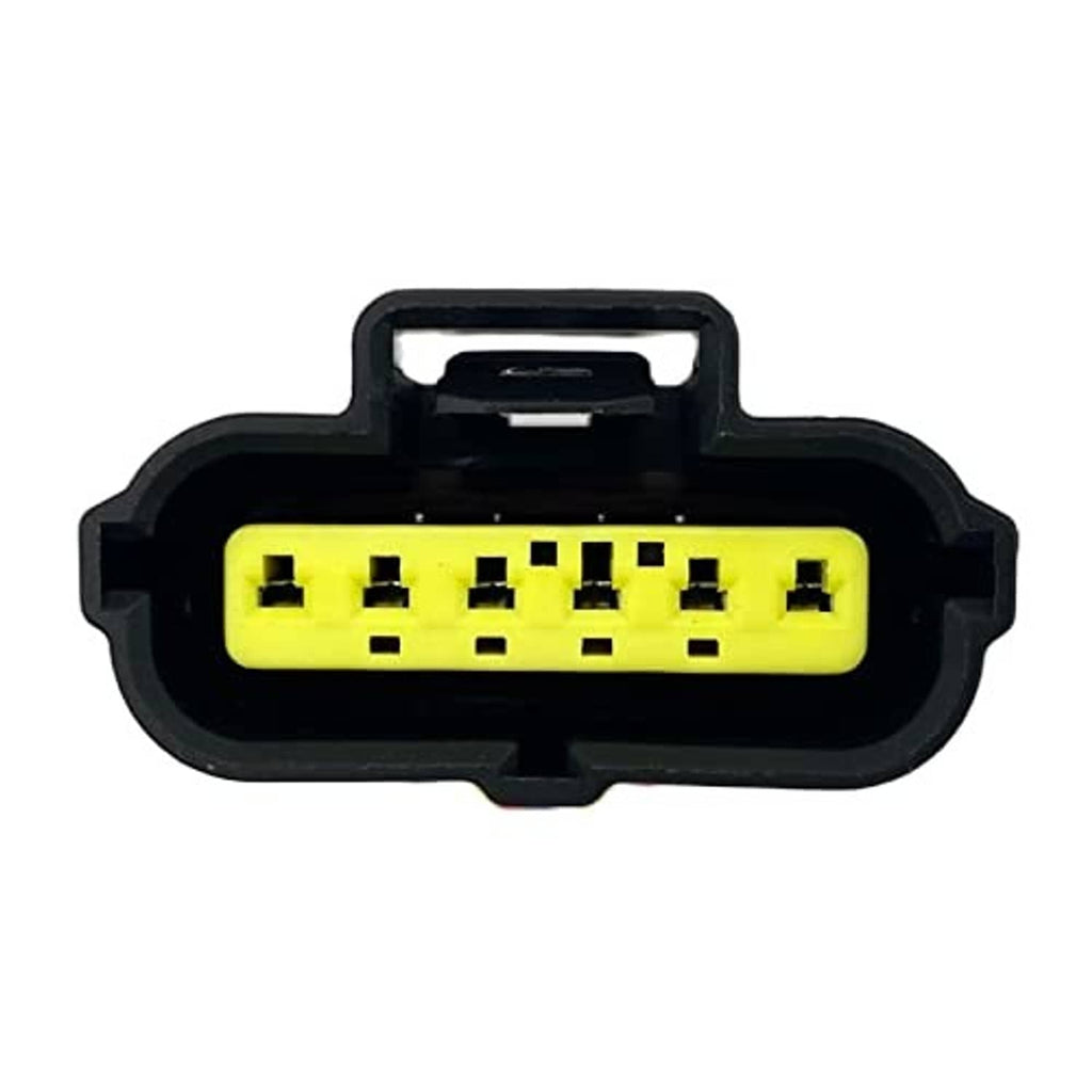Accelerator pedal position sensor connector, black housing with yellow multi-pin socket