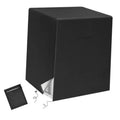 Black outdoor air conditioner unit cover with square top and fitted side panels
