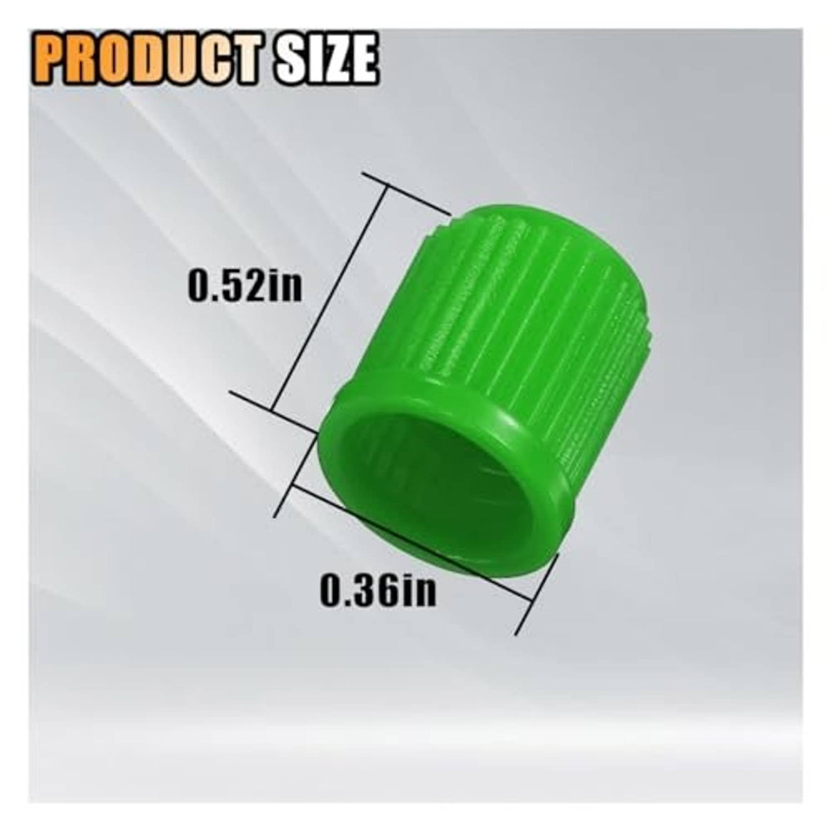 Green ribbed tire valve stem cap with open end and flanged rim