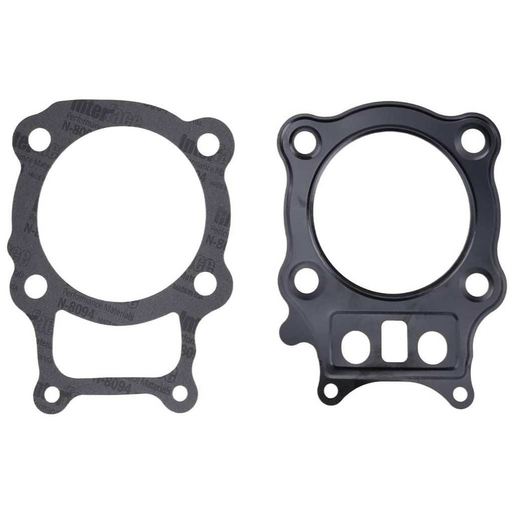 Pair of top end gaskets with bolt holes and sealing cutouts