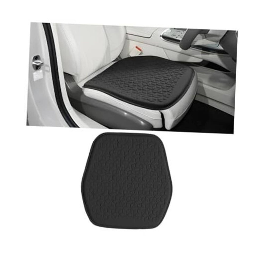 Black contoured car seat cushion with textured non-slip top