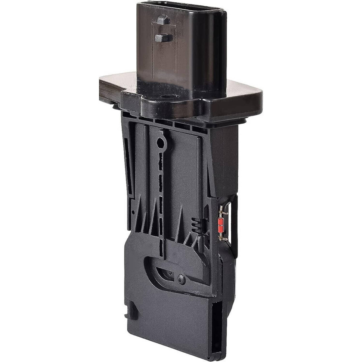 Black mass air flow sensor meter with top inlet and side wiring connector
