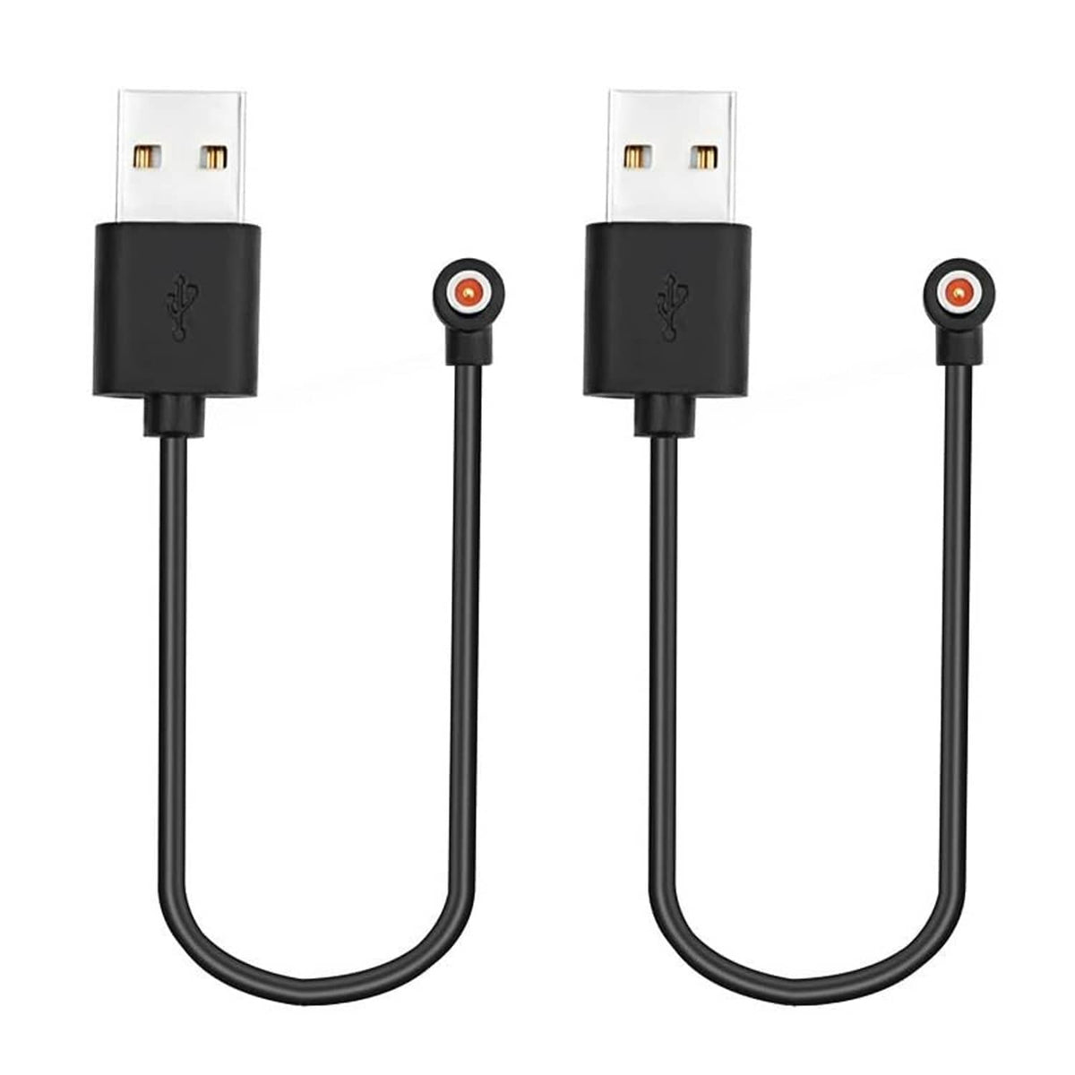 2-pack smart ring charger cables with two black USB-A plugs and magnetic charging pins