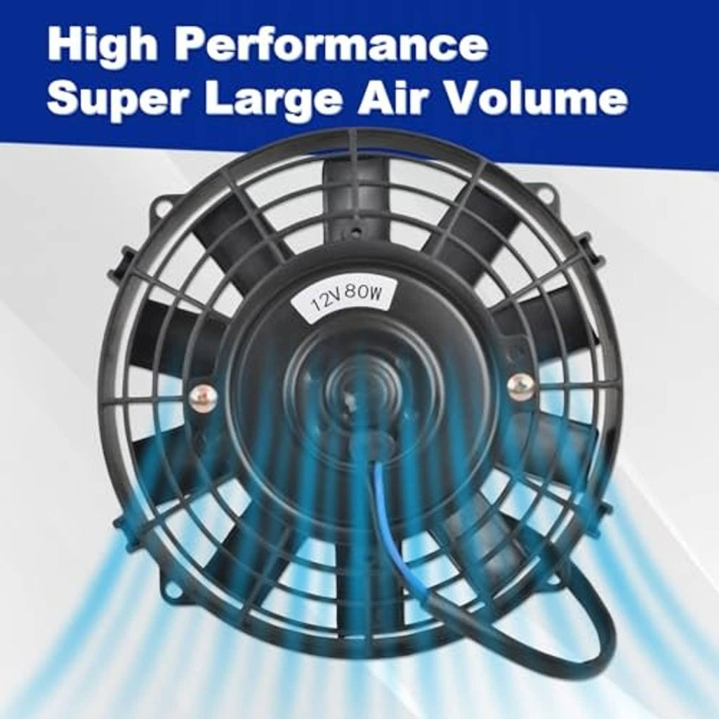Black 7-inch push-pull radiator fan with airflow blades and fan cage