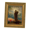 Ornate vintage gold picture frame with carved edges and inner border, holding classical painting
