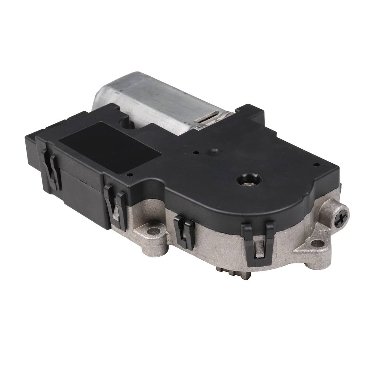 Sunroof moon roof motor unit, silver gearbox housing with black mounting brackets