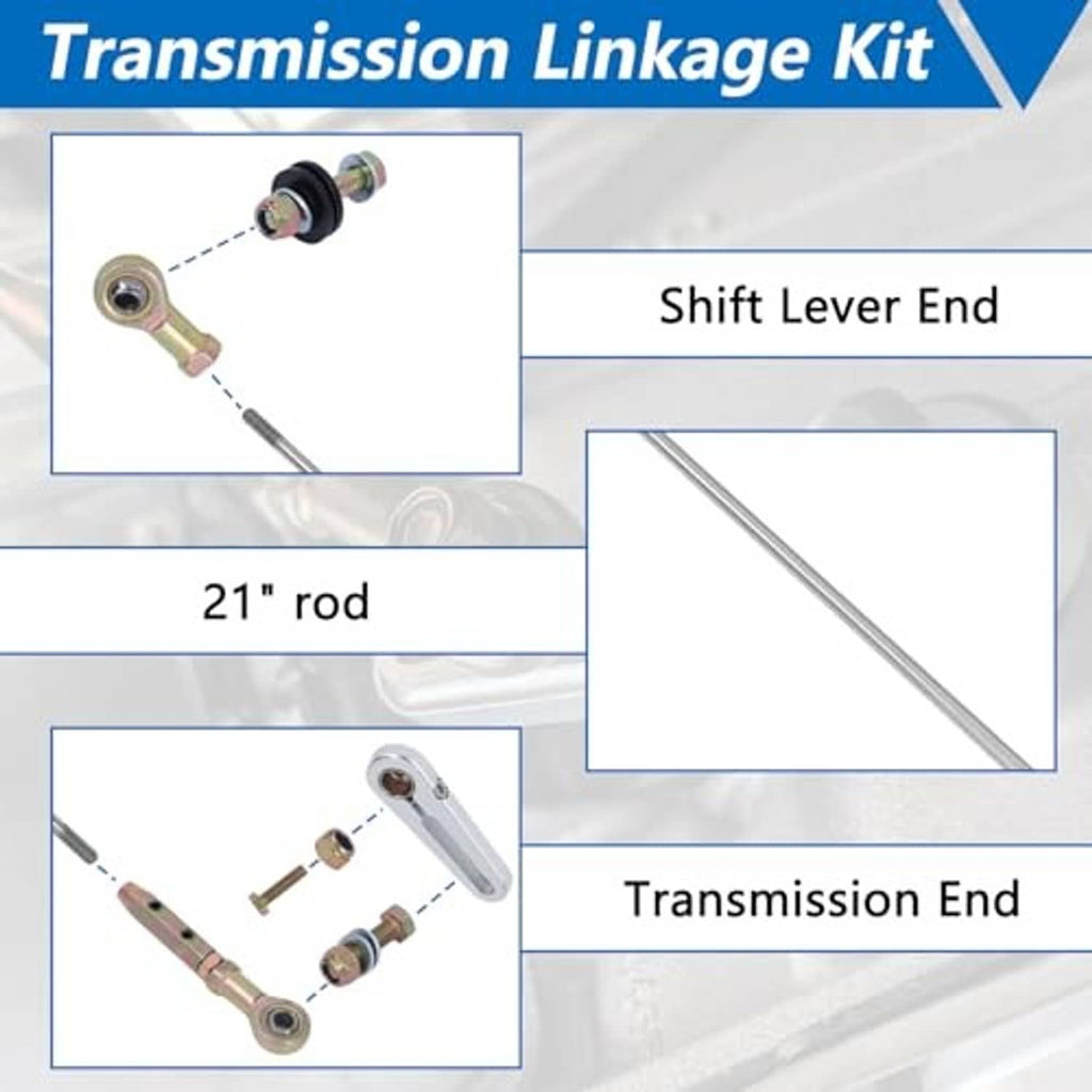 Transmission linkage kit showing 21 in rod and shift lever end hardware