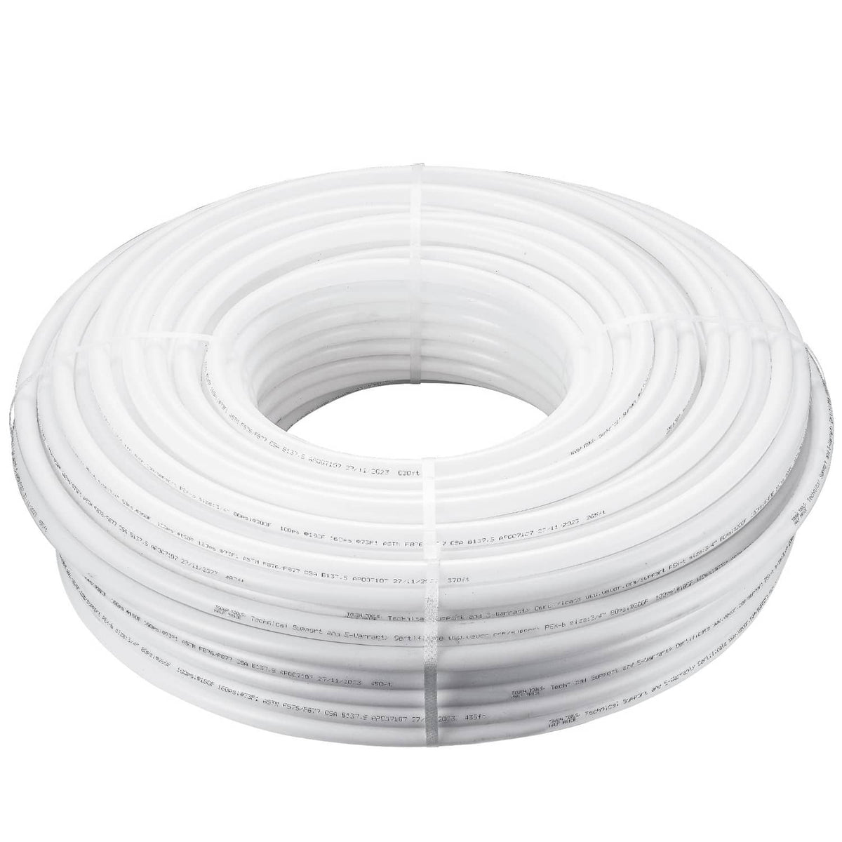 White PEX-B pipe tubing, 3/4 in coil for potable water, 500 ft roll