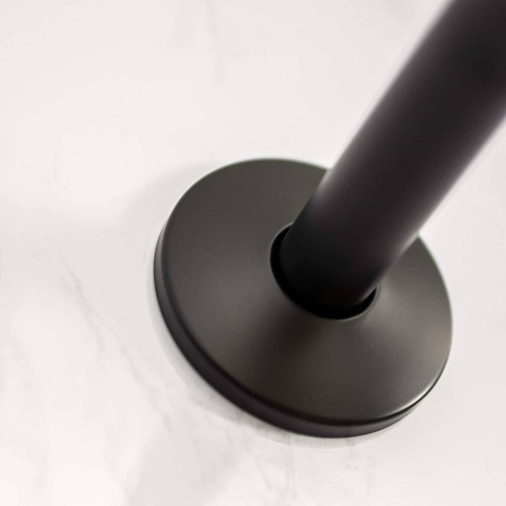 Matte dark round wall mount flange for shower head extension arm