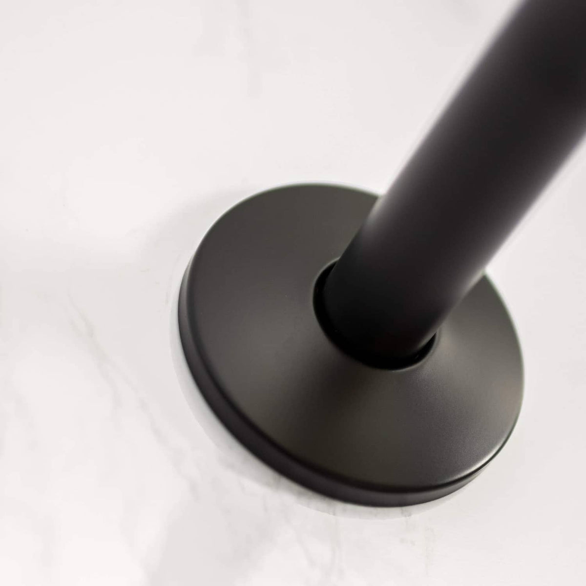Matte dark round wall mount flange for shower head extension arm