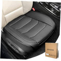 Black front car seat cover with contoured cushions and stitched panels