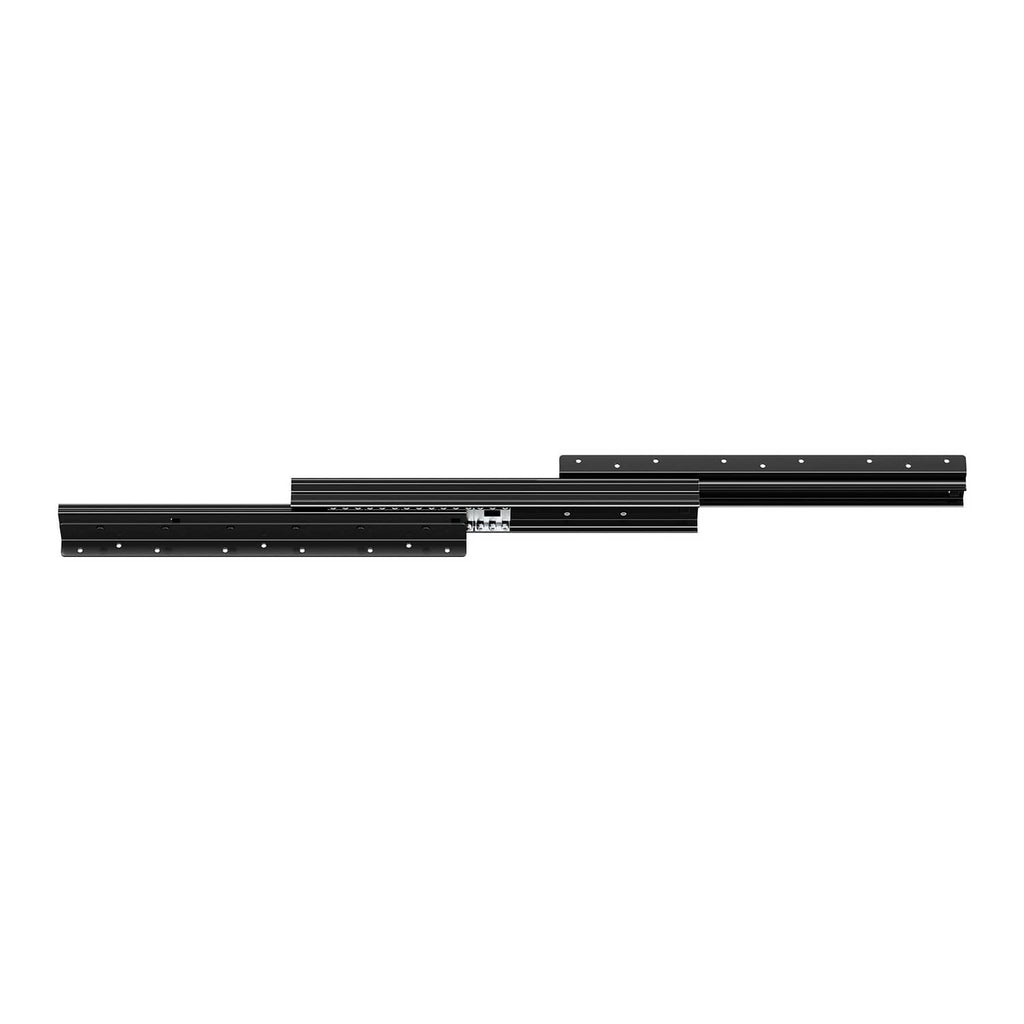 Undermount drawer slide rails, 16-inch black steel, mounting holes, two-piece set