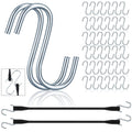 Light blue spring steel S hooks with bungee cord loops, bulk set