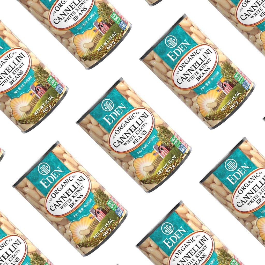 Multiple organic cannellini beans cans, no salt added, 15 oz each