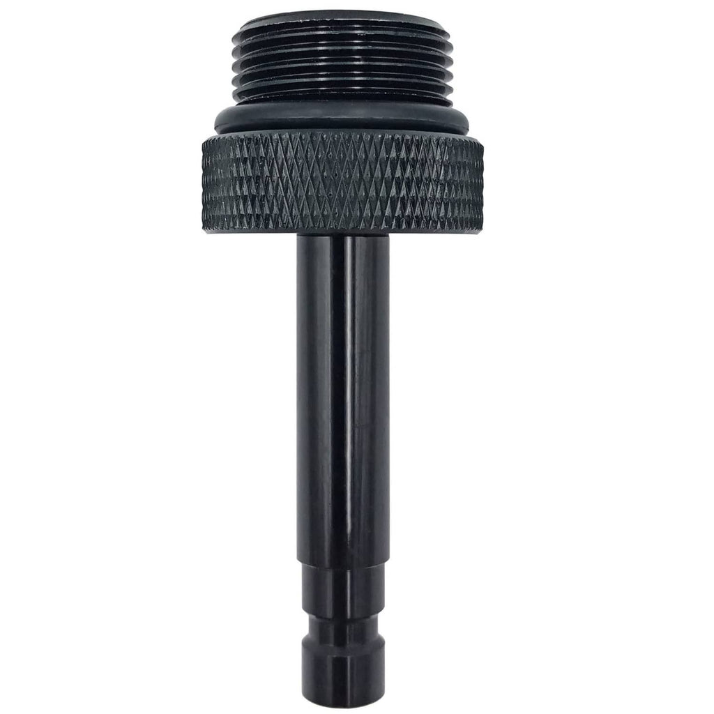 Black ATF fill adapter with knurled grip and threaded connector end