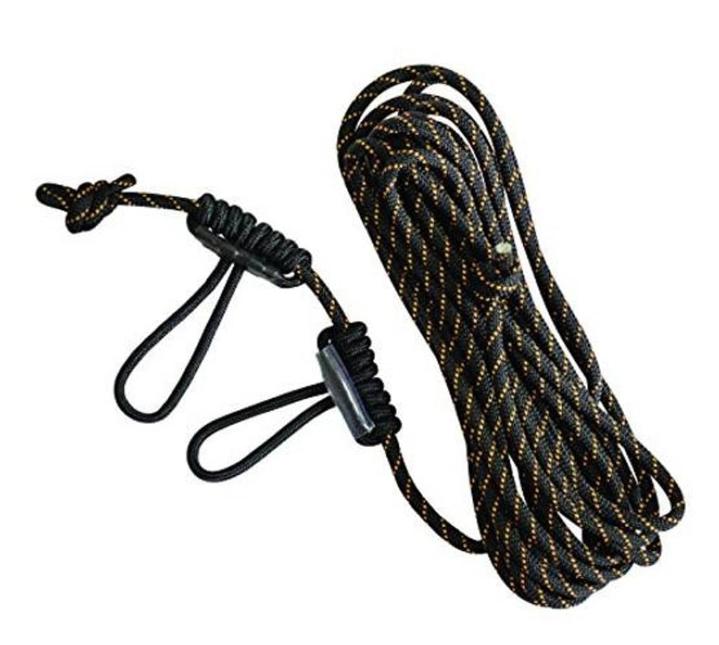 Braided black safety line lanyard with two looped metal connector ends