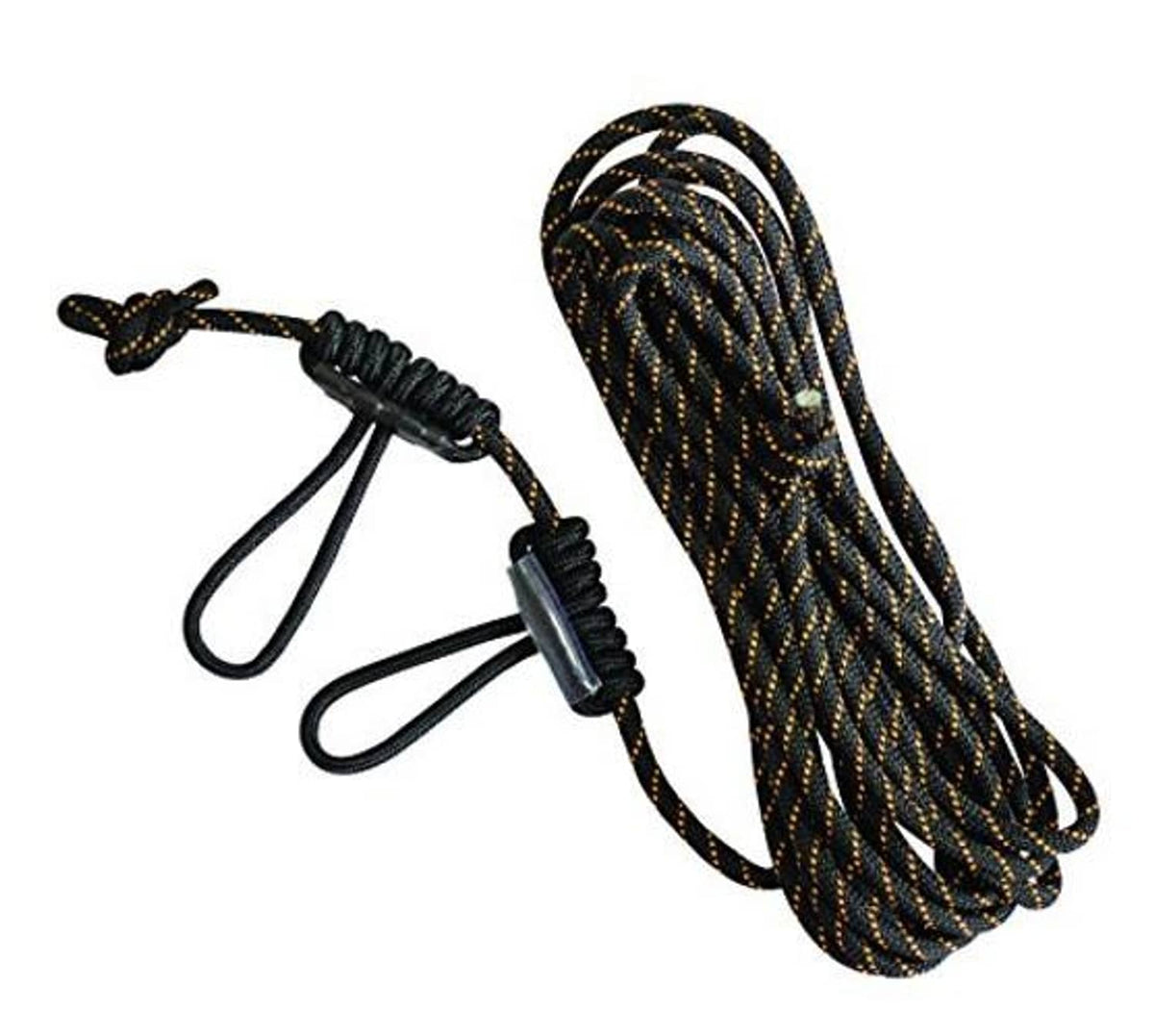 Braided black safety line lanyard with two looped metal connector ends