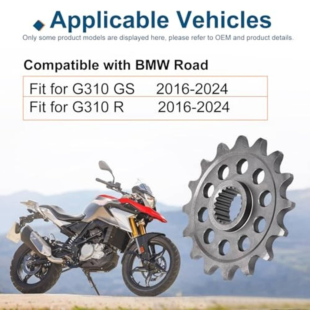 Front sprocket shown beside motorcycle; gray 520 chain sprocket with splined hub.