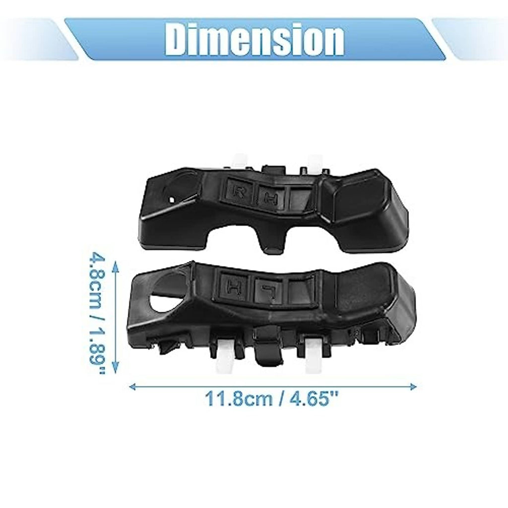 Front bumper mounting support bracket pair with mounting holes, size diagram shown