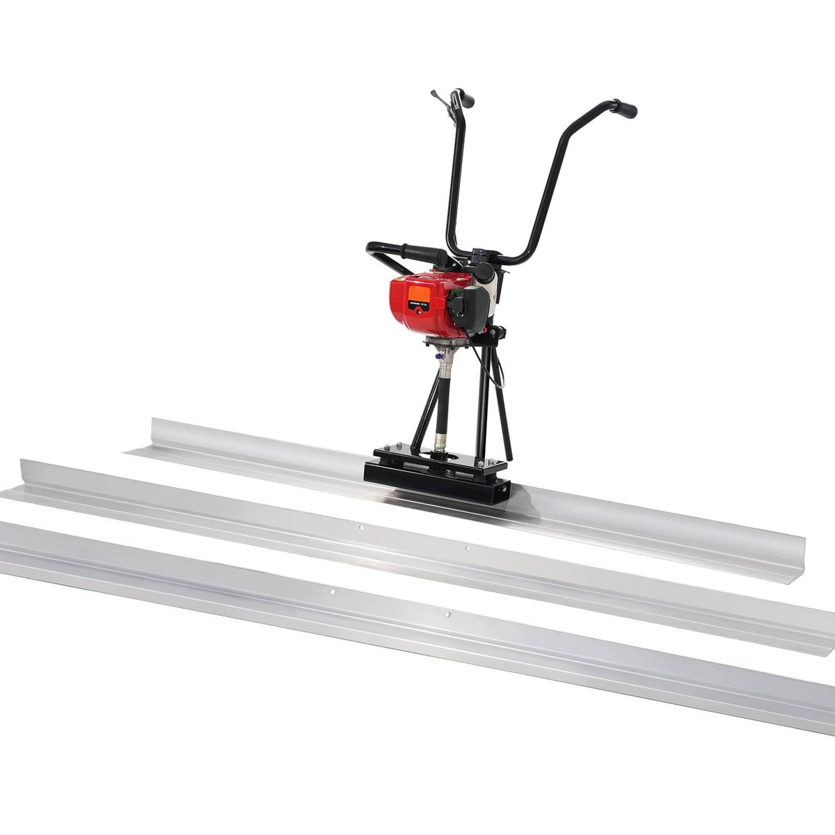 Gas concrete screed float machine with long aluminum scraper blades and steel frame