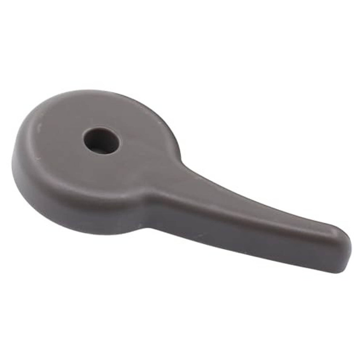 Seat recliner lever handle, dark gray plastic curved head with top mounting hole