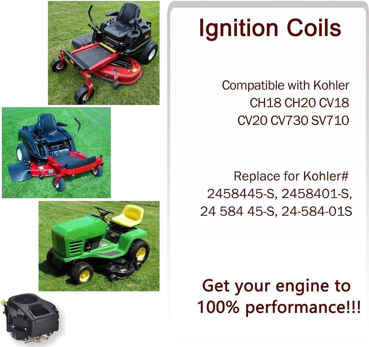 Ignition coils set with two gray modules and black cables for small engines