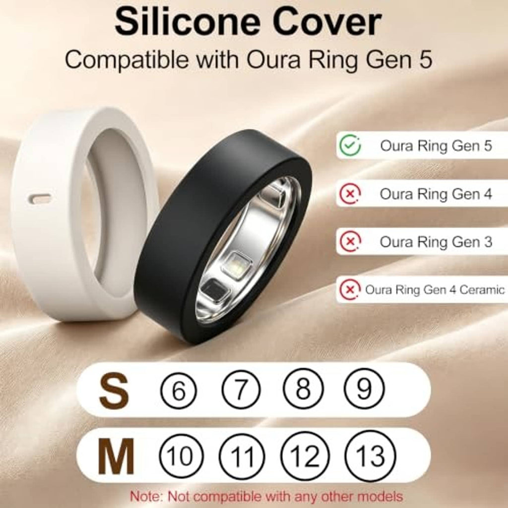 Silicone ring covers in white and black with size options