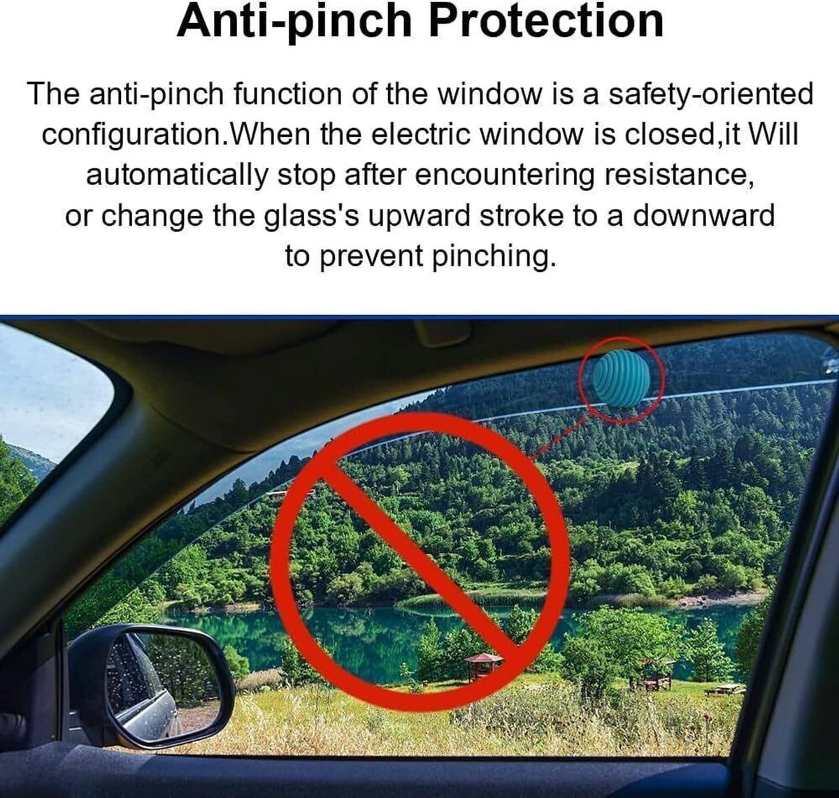 Anti-pinch window protection function illustration