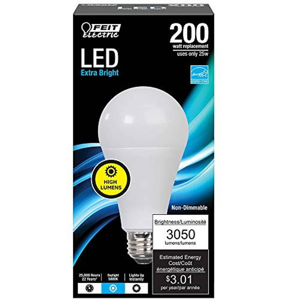 Feit Electric A21 LED bulb retail box, 200W equivalent, non-dimmable, 3050