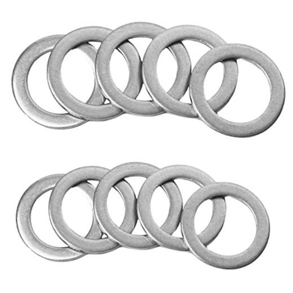 Pack of gray oil drain plug crush washers shown as multiple round metal rings
