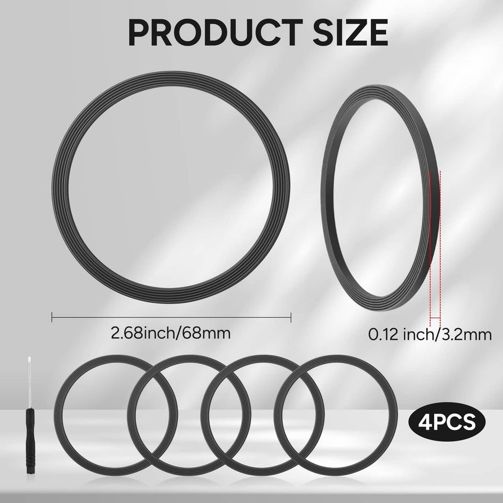 Gray seal rings with dimensions: 68mm outer diameter and 3.2mm thickness