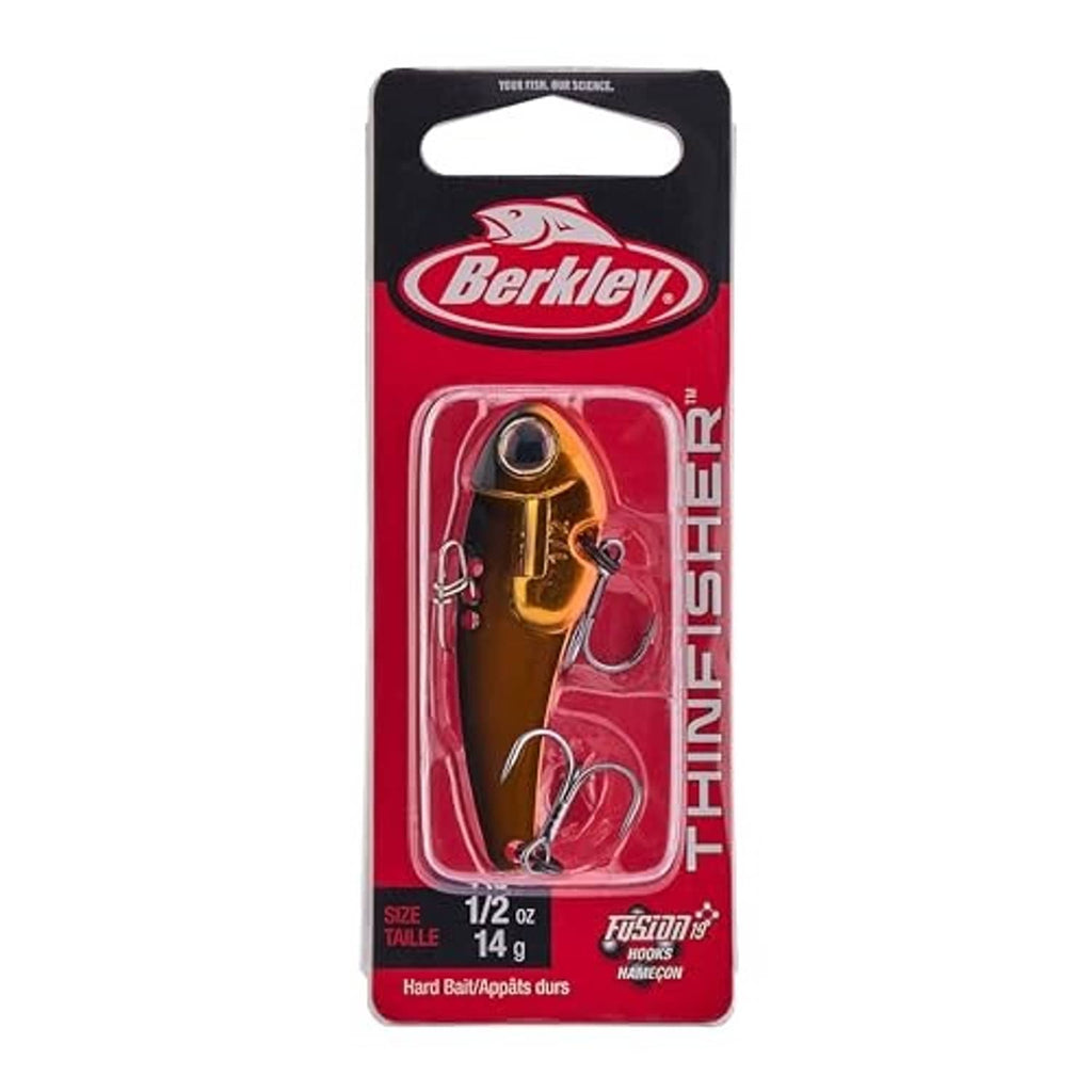 Berkley Thinfisher Blade Bait package card with gold lure and treble hooks