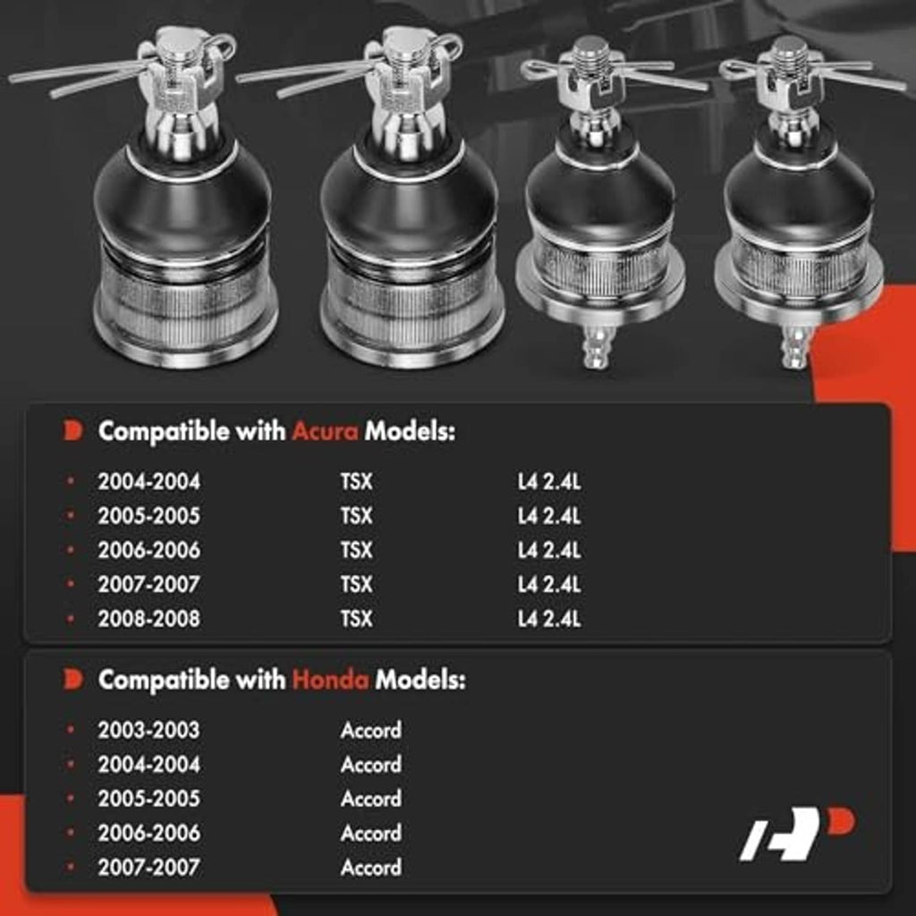 Four ball joint assemblies with rubber dust boots and metal mounting studs