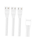 White 4-pin PWM fan splitter cable, 1-to-3 way, with three plug ends and braided leads