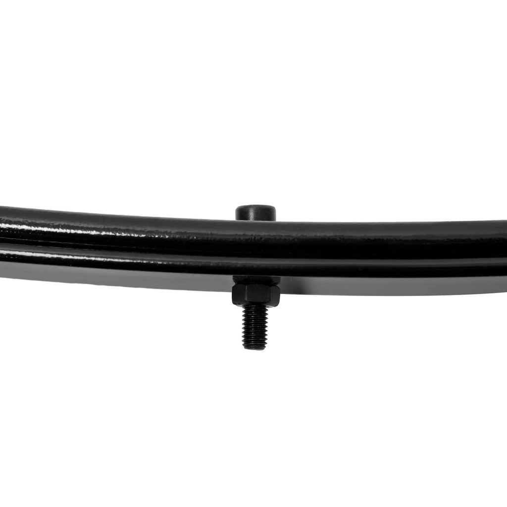 Rear leaf spring: underside view with mounting bolt and threaded hole