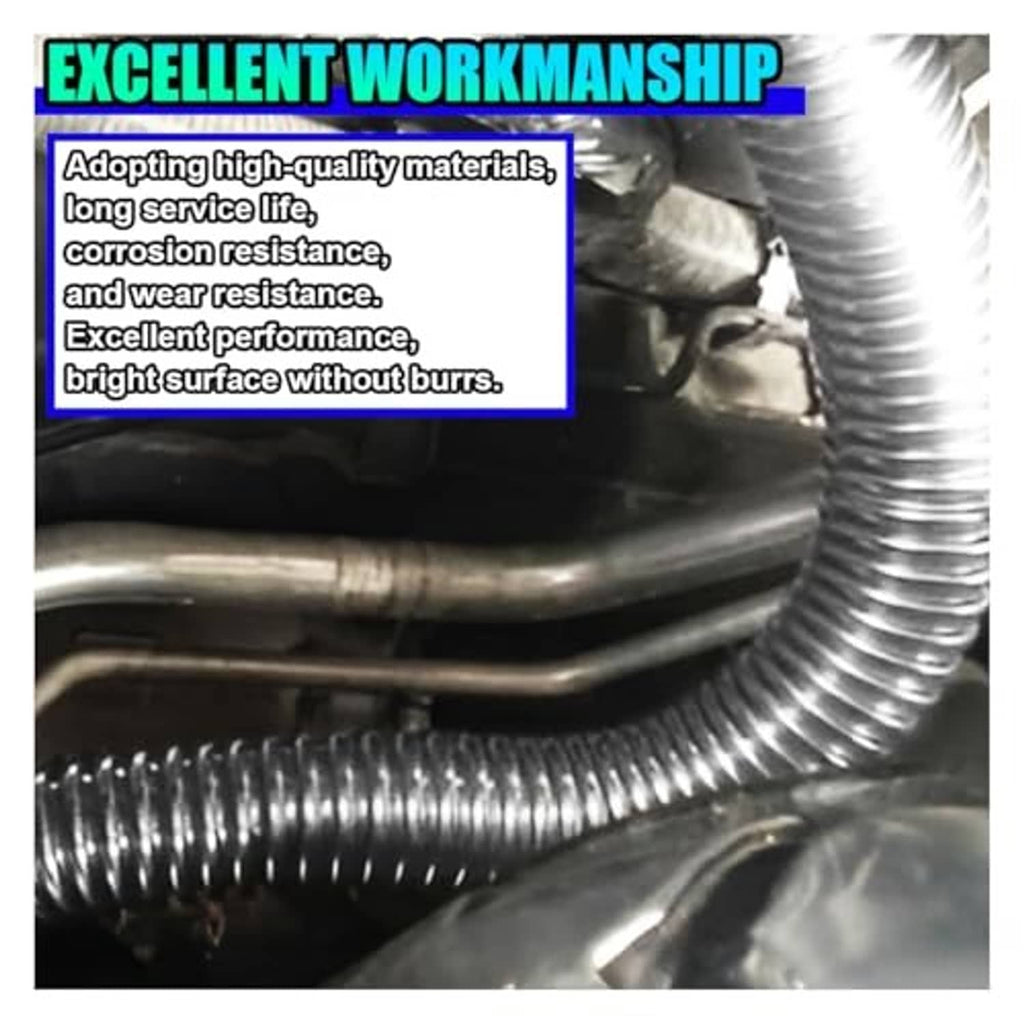 Flexible corrugated stainless steel exhaust hose connected to metal exhaust pipe