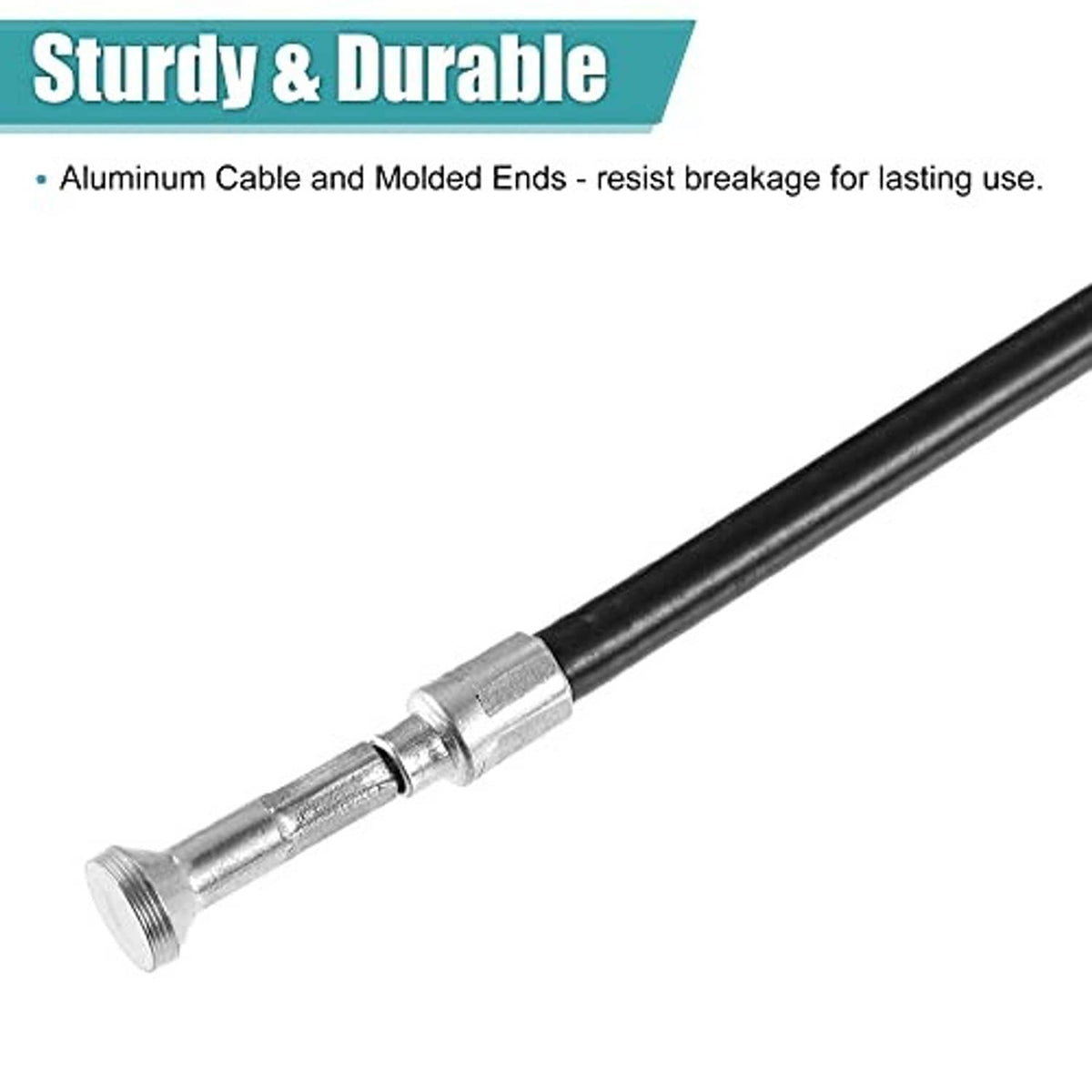 Hood release cable with black housing and aluminum threaded end connector
